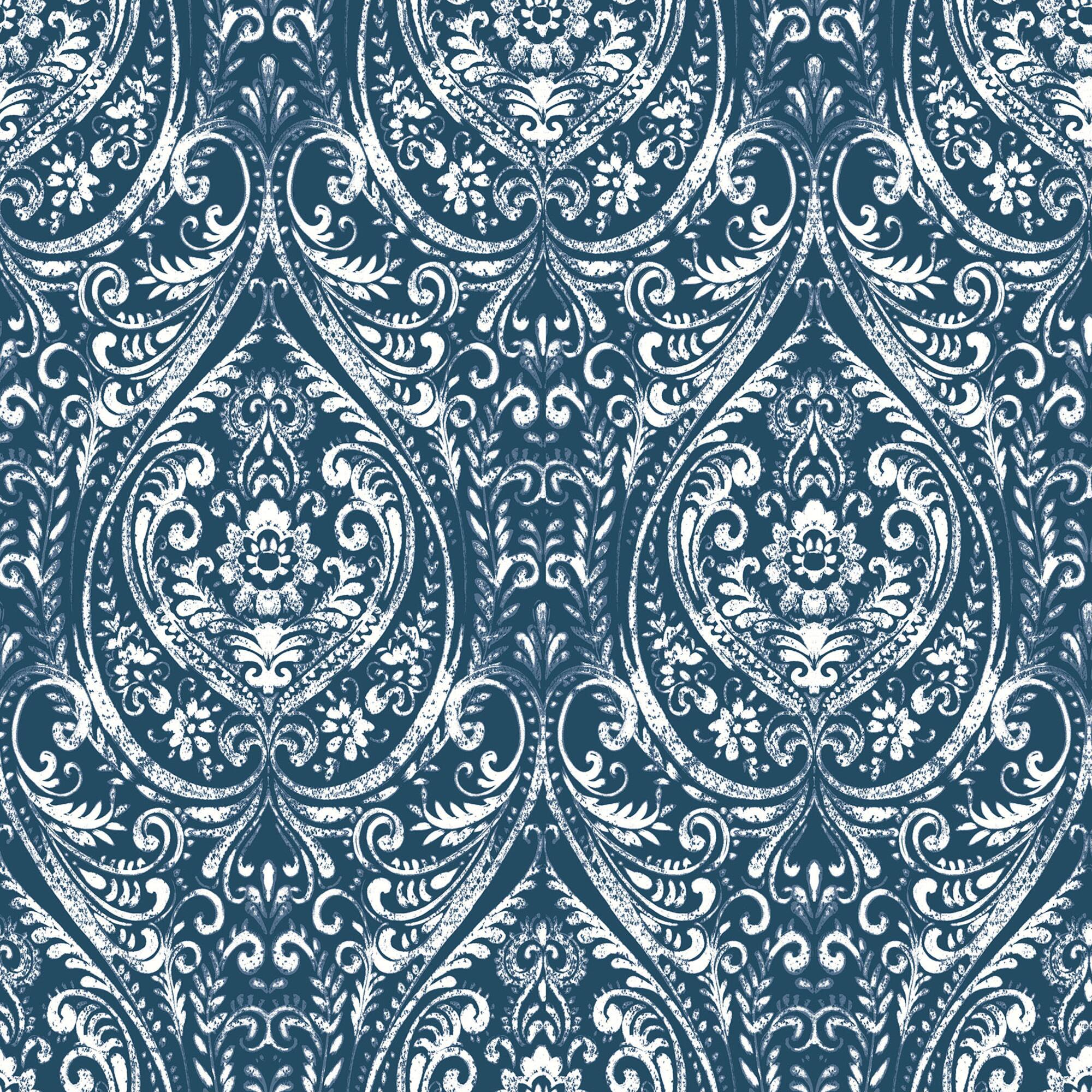 NuWallpaper Bohemian Damask Indigo Peel & Stick Wallpaper